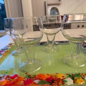 Set of Four Vintage Anchor Hocking Clear Glass Hollow Stem Beer Goblets